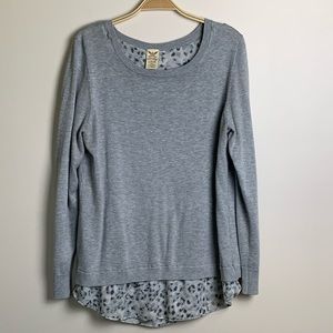 Grey mixed media top